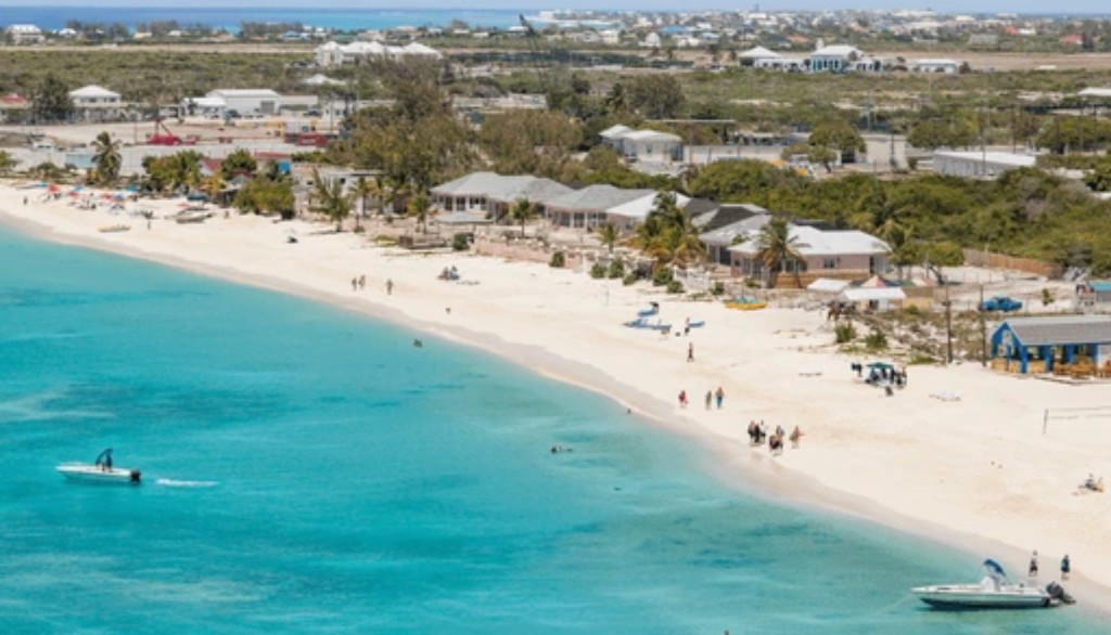 Grand Turk coastline and turquoise water on an island sightseeing day